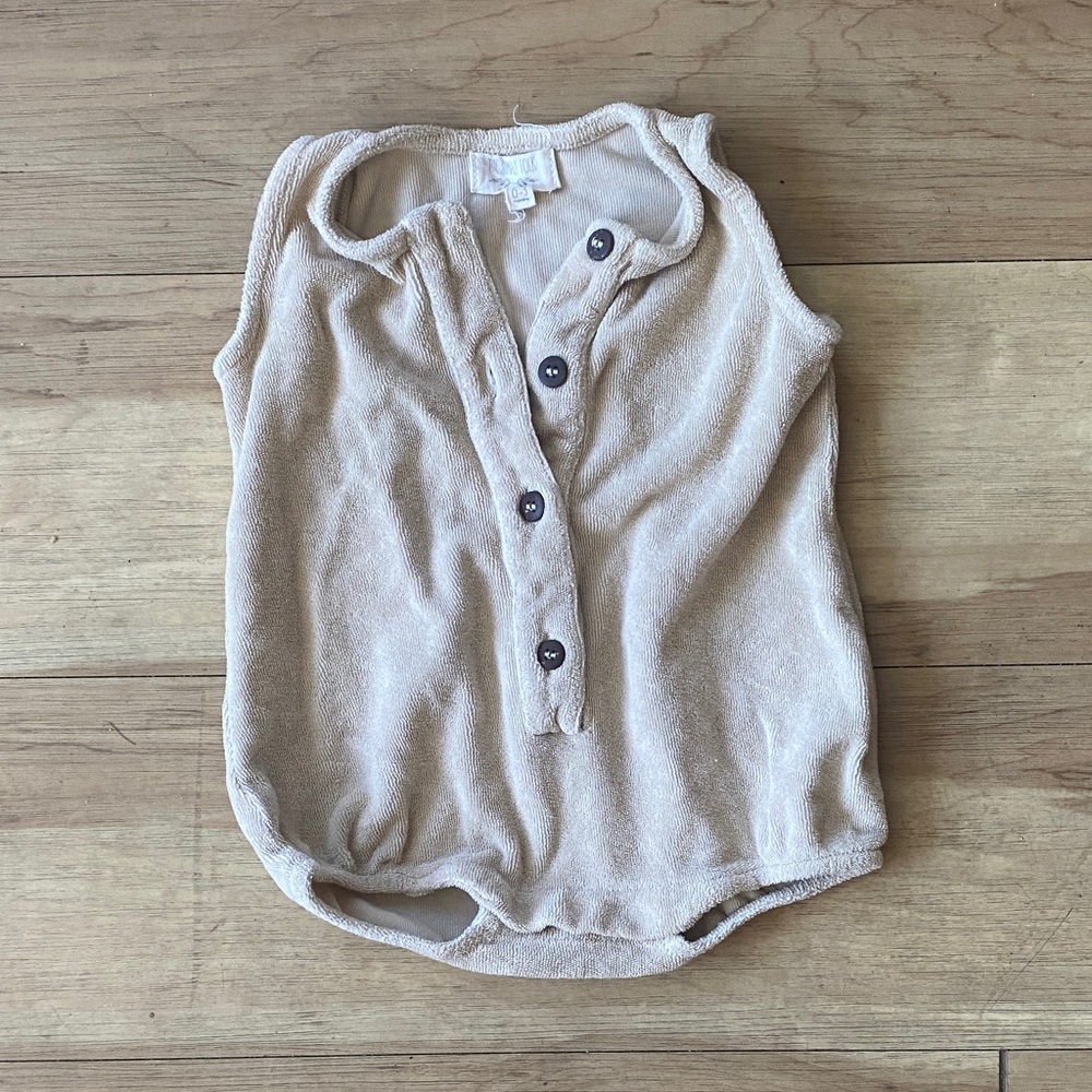 The Simple Folk Beige Sleeveless Button-Up Top